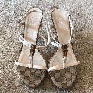 Gucci Bamboo White Leather Heels